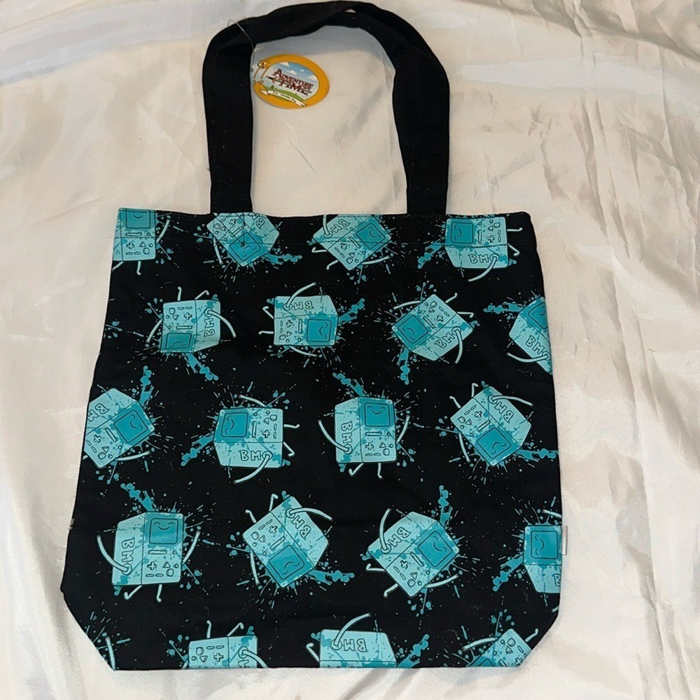 Adventure Time BMO Eco Shoulder Bag Black Canvas Tote Cartoon Network AT-30001